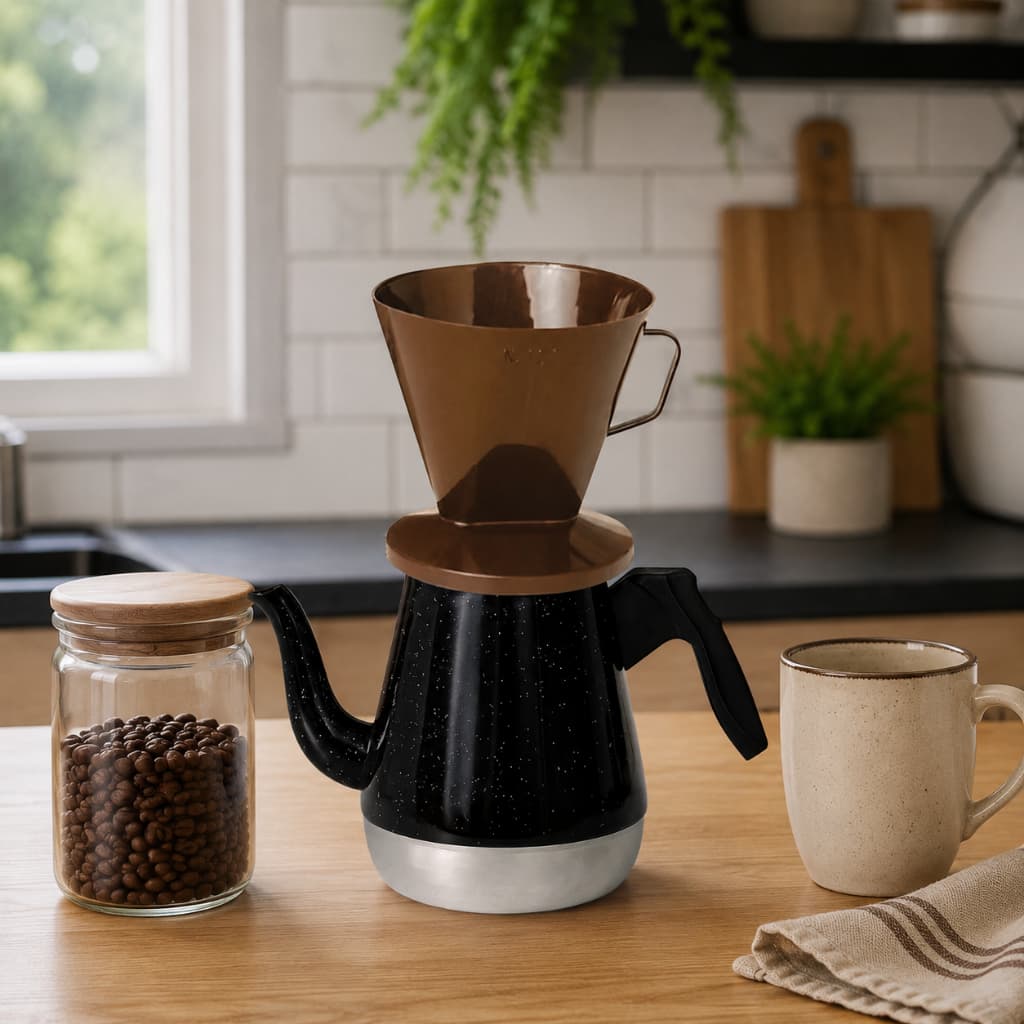 Kit para Café Bule de Café de Alumínio 1,5 L + Porta Filtro/Coador Café N°103