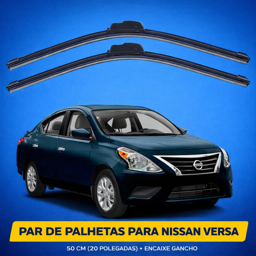 Par Palhetas Limpador Parabrisa Nissan Versa Dianteiro Silicone 20” e 16”