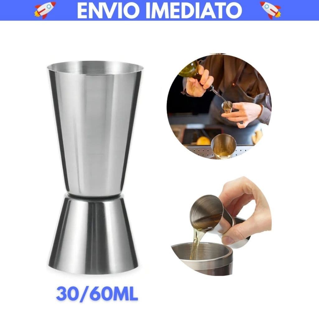 Dispensador Duplo Americano Em Aço Inoxidável, 30 x 60ml - Dosador Duplo - Copo Dosador Para Bebidas