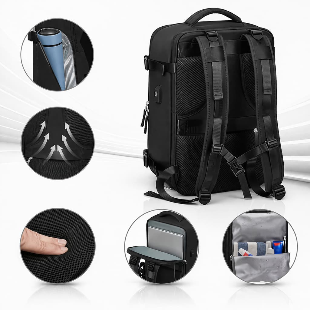 Mochila Feminina Masculina Viagem Notebook Faculdade Mala Completa Com Espaço Para Sapatos Roupas Molhadas e Carregador