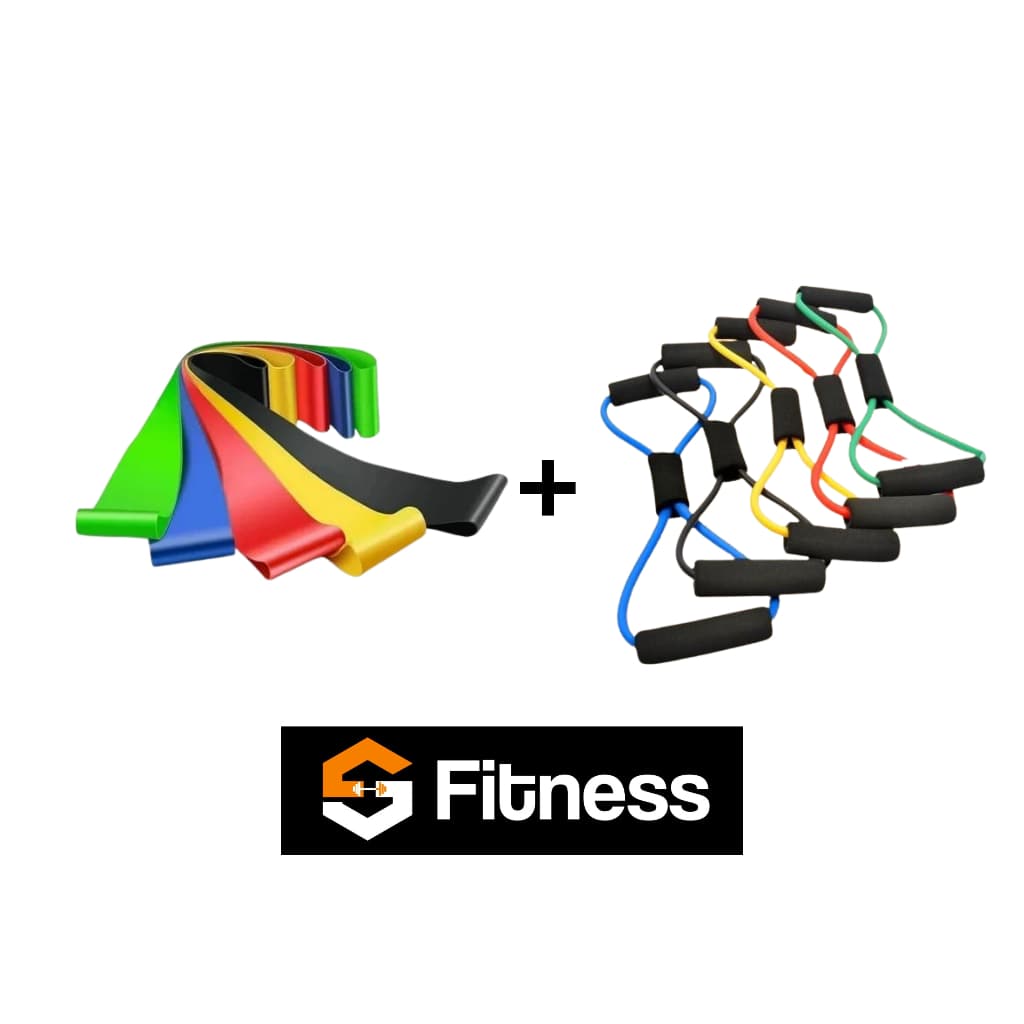 Kit elastico tensão Extensor Exercício Treino em Casa Funcional Fisioterapia