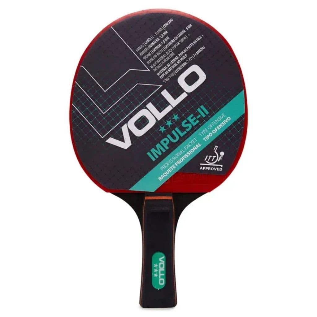 Raquete Ping Pong Profissional Impulse II Cabo Côncavo Borracha Esponja 1,8mm Vollo