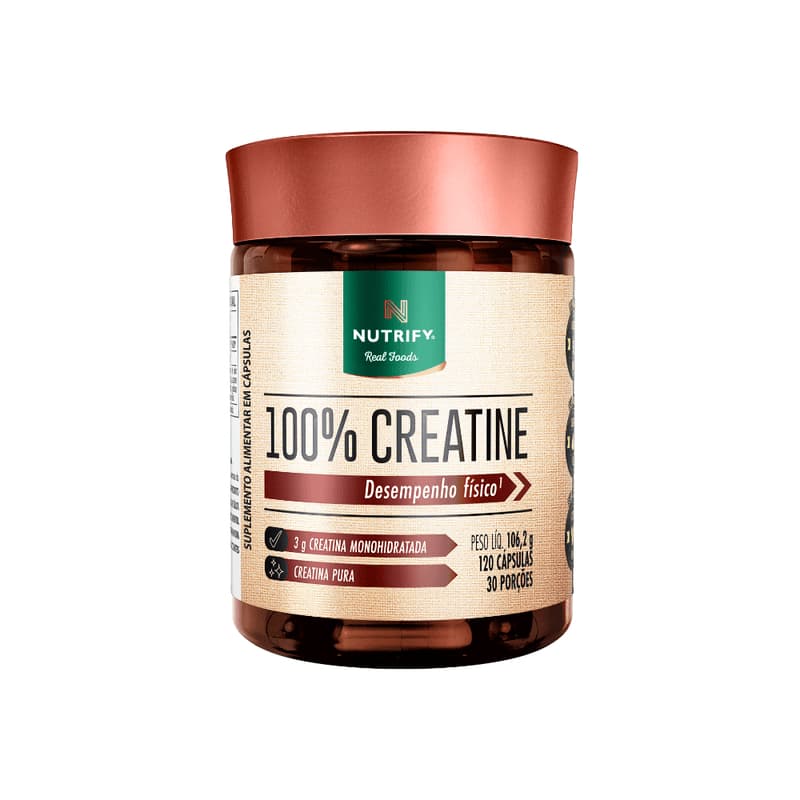 Nutrify Creatina Monohidratada Cápsulas 100% Pura e Sem Glúten 120 Caps