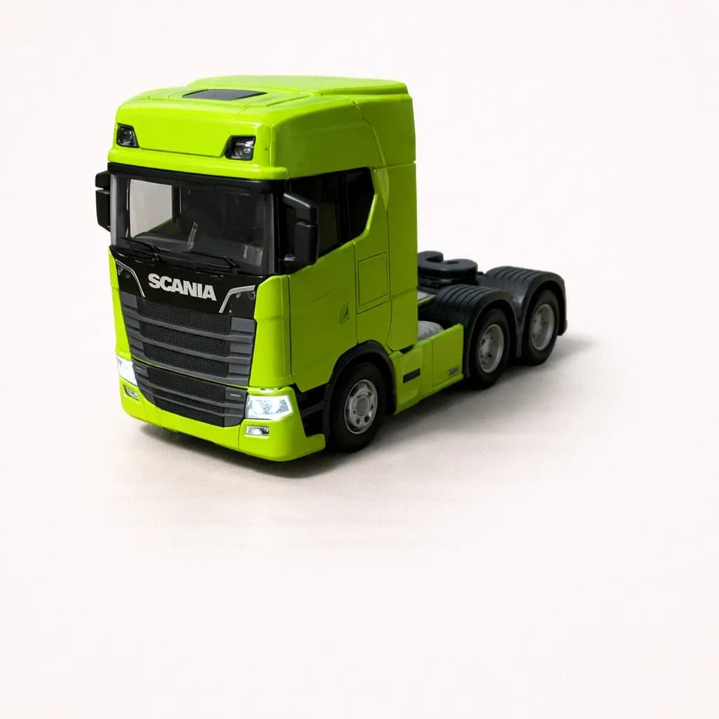 Miniatura Caminhão Scania 7705 Trucado Com Som e Luz Cabine Basculante Metal