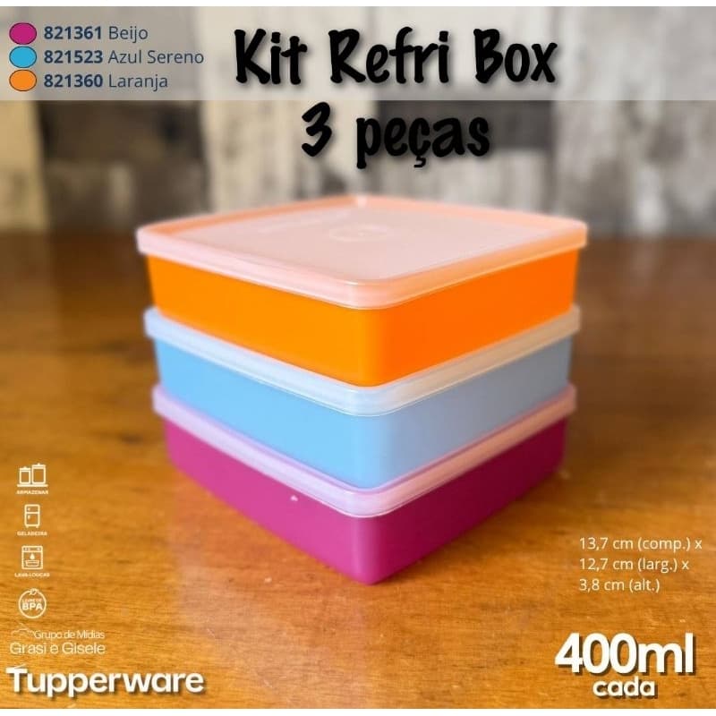 kit 3 peças refri box Tupperware/ peça Tupperware para geladeira / Porta frios