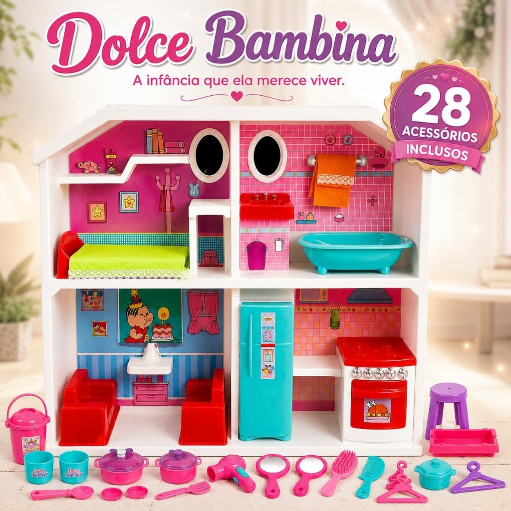 Casinha de Boneca Infantil Grande Completa com 28 Acessórios  Casa de Boneca Infantil com Móveis