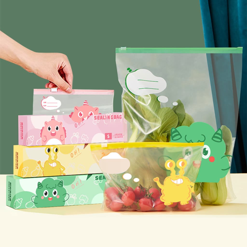 Kit Sacos Herméticos Reutilizáveis com Zíper para Armazenar Alimentos Freezer e Cozinha