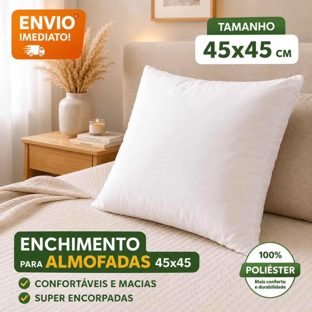 Kits de Enchimentos de Almofada 45x45 Decorativa Macio e Resistente Ideal Sofá Sala - Envio Imediato