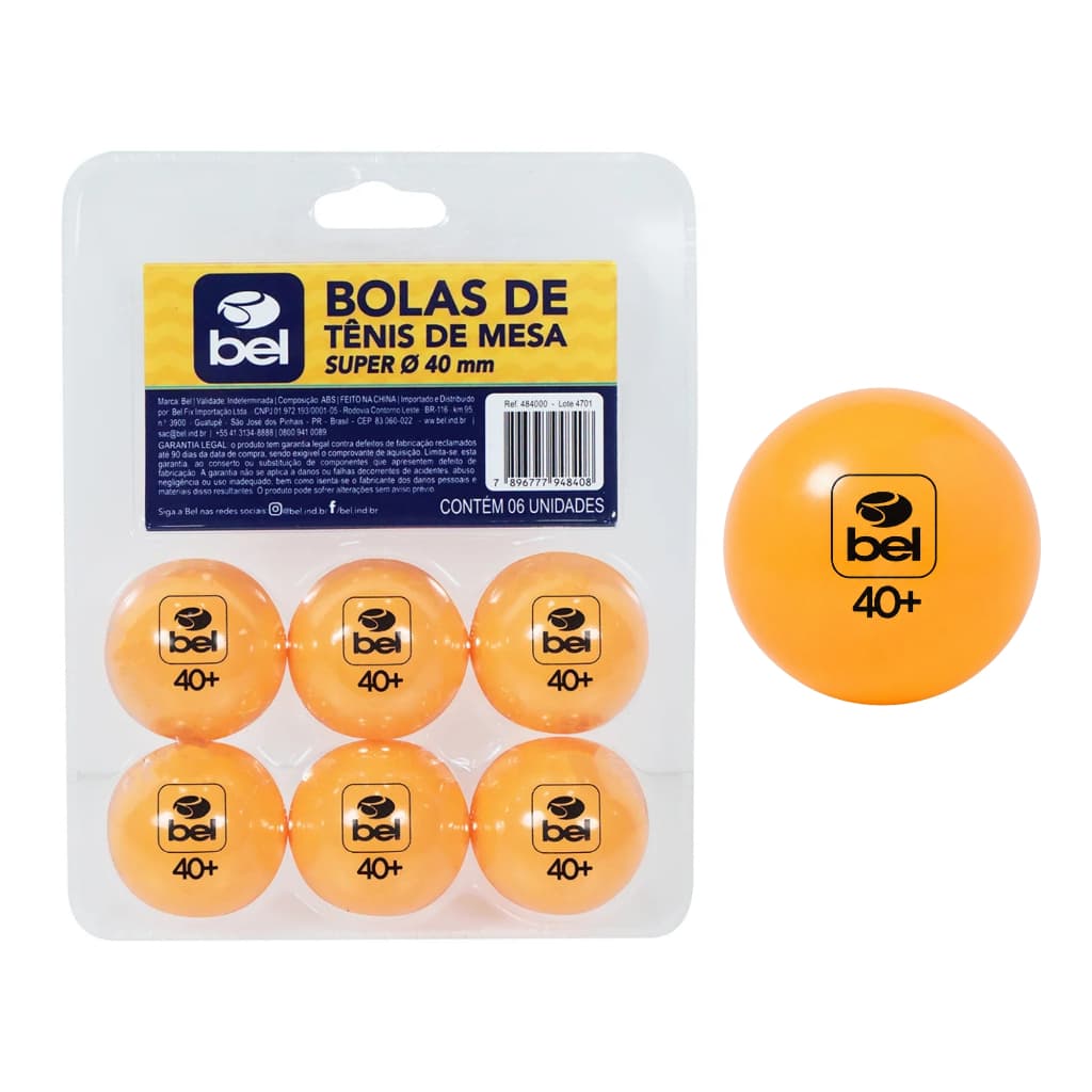 Kit com 6 bolinhas de tenis de mesa Ping Pong BEL 484000