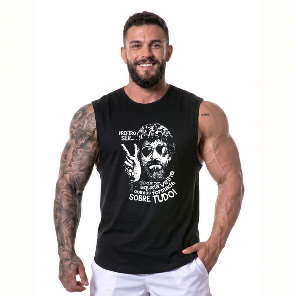 Regata Masculina Sem Manga Raul Seixas Rock Nacional Metamorfose Blusa Machão Oversized Streetwear