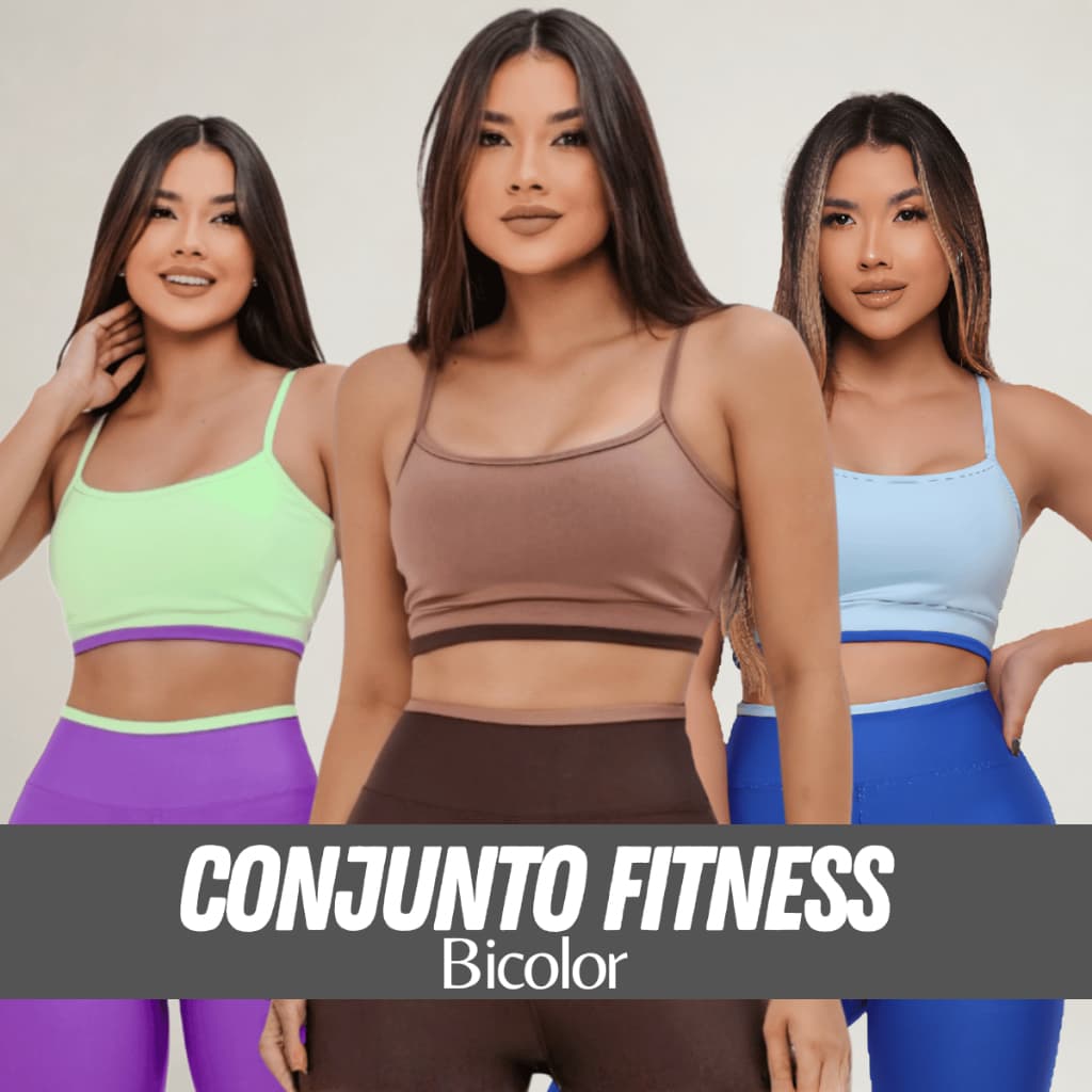 Conjunto Academia Feminino Yazfit Bicolor Top & Legging Premium Treino Yoga Compressão