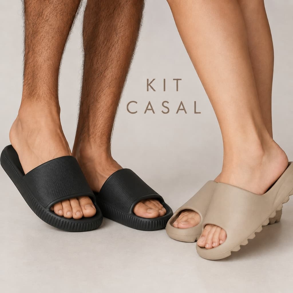 Kit Casal Chinelo Nuvem Slide 100% EVA Ortopédico Macio Ultra-leve Namorados