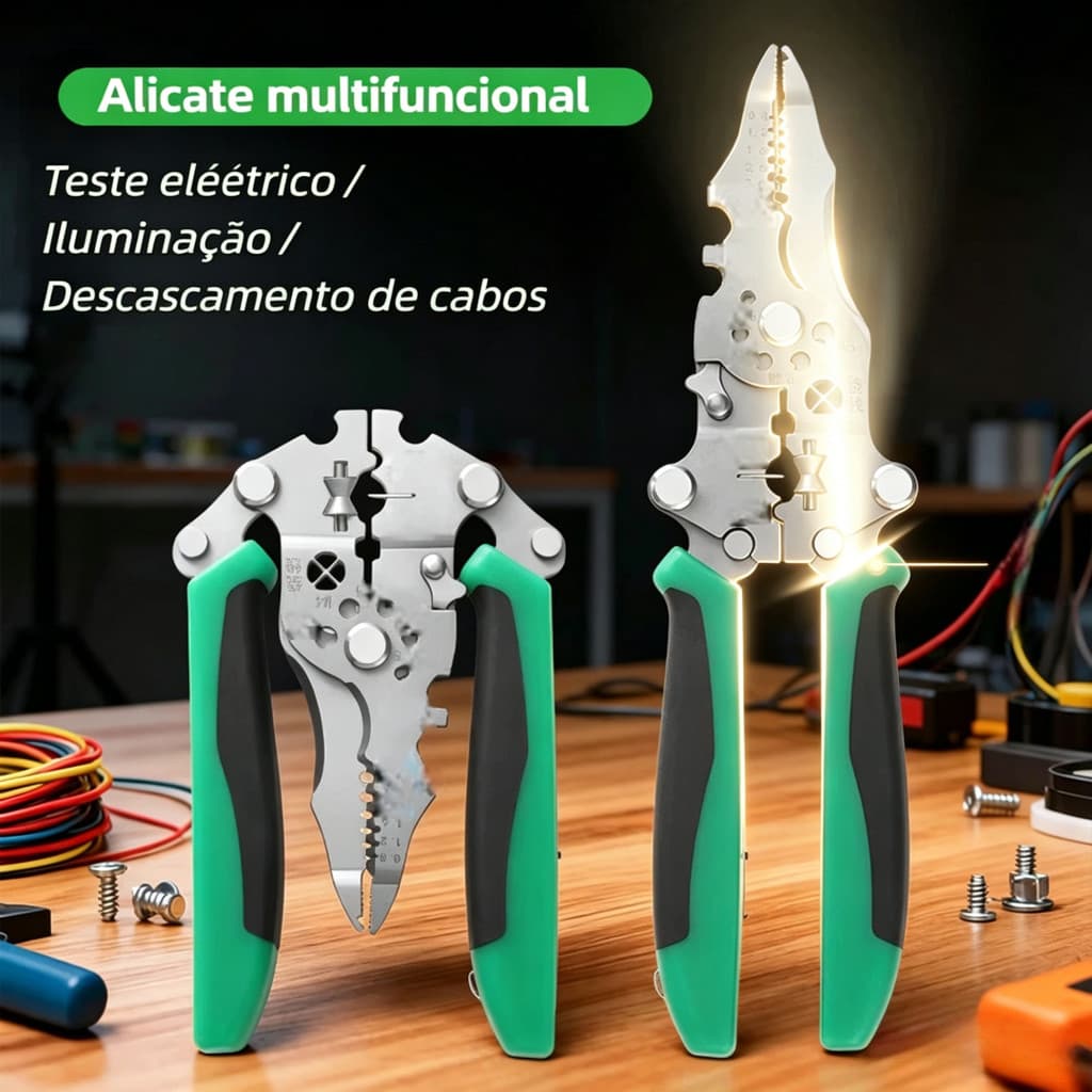 Descascador De Fio Dobráveis Com Detector De Tensão , Alicate Multifuncional Para Descascar Fios Cortar E Puxa