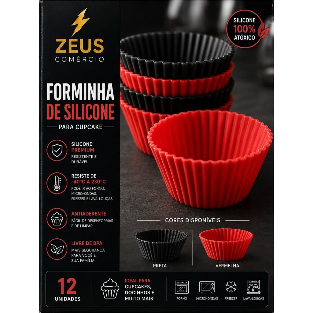 Forminha de Silicone Cupcake Muffin Forminha Redonda Air Fry Microondas Assadeira Bolinho Doceria Utilidades
