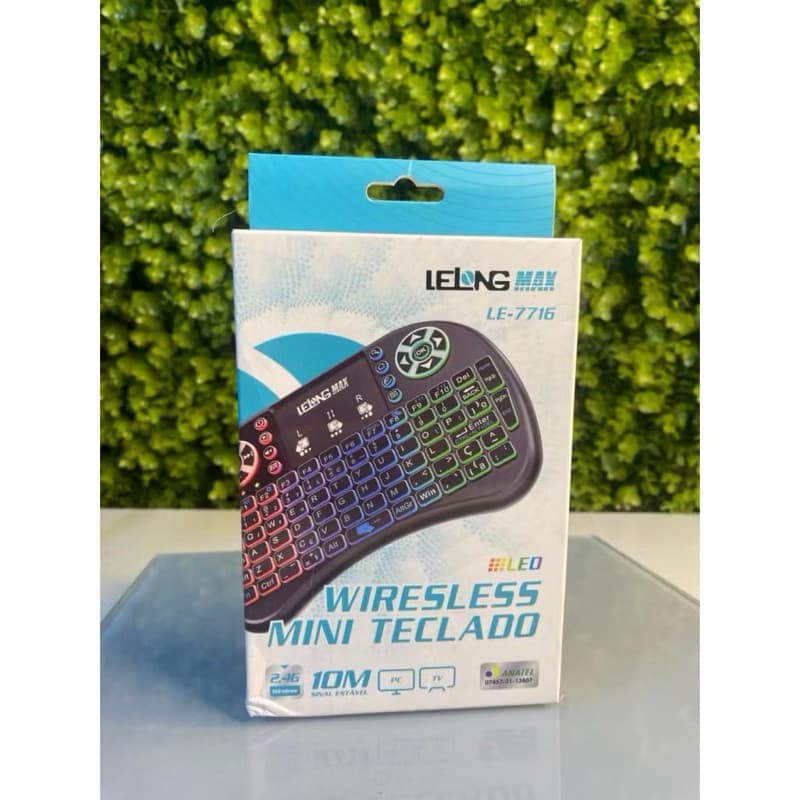 Mini Teclado Wireless Sem Fio Lelong LE-7716 Com Touchpad e Iluminação LED