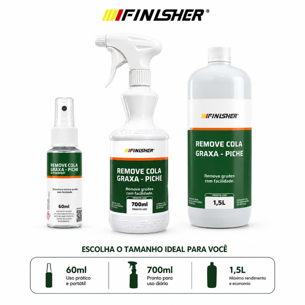 Removedor De Cola Graxa e Piche Finisher Tira Adesivo