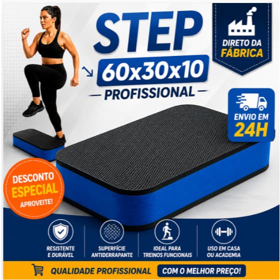 Step Profissional 60x30x10 Academia Funcional Fitness