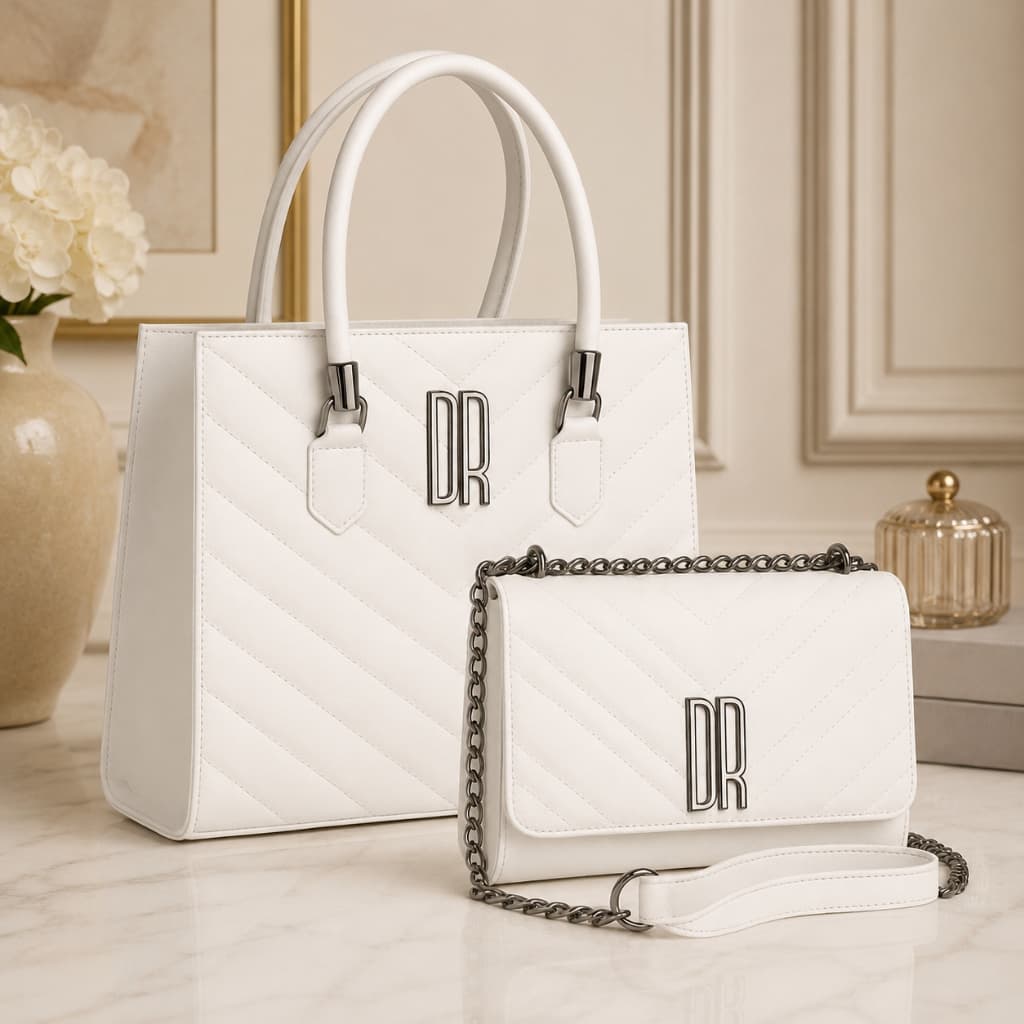 Kit de Bolsa Feminina 2 Peças Média Alça Tiracolo de Ombro Com Bolso + Pequena Alça Corrente Moderna