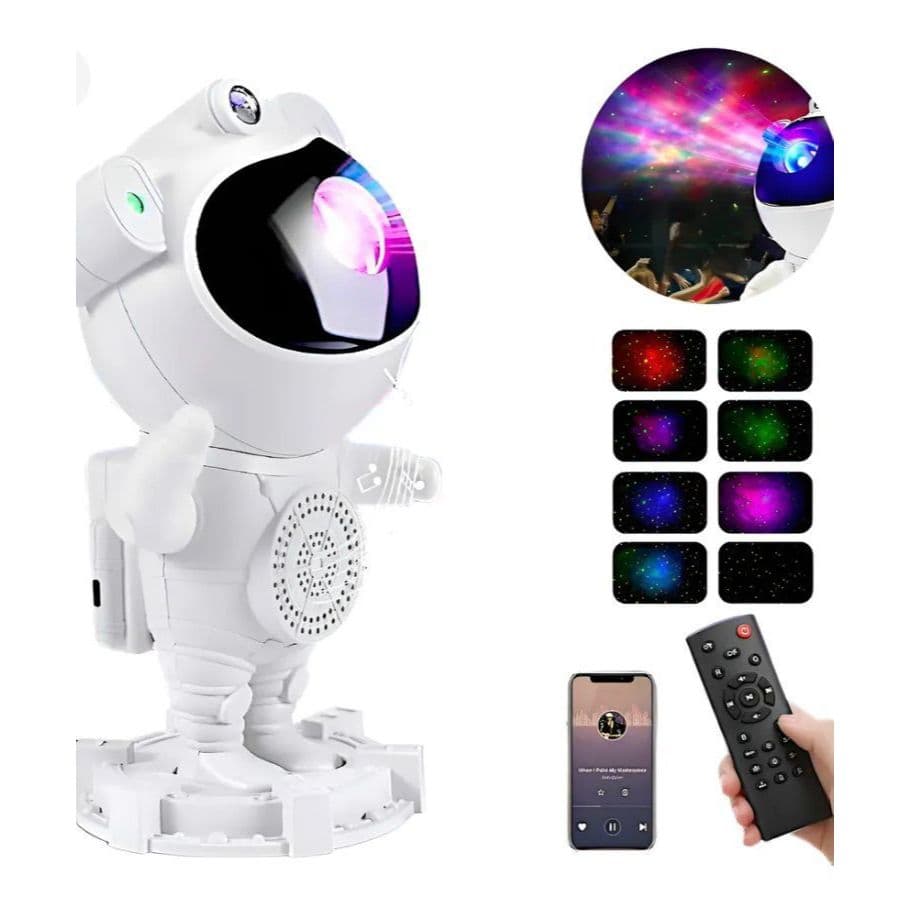 Projetor Astronauta Galáxia Estelar LED - Luminária Com Controle Remoto - Abajur