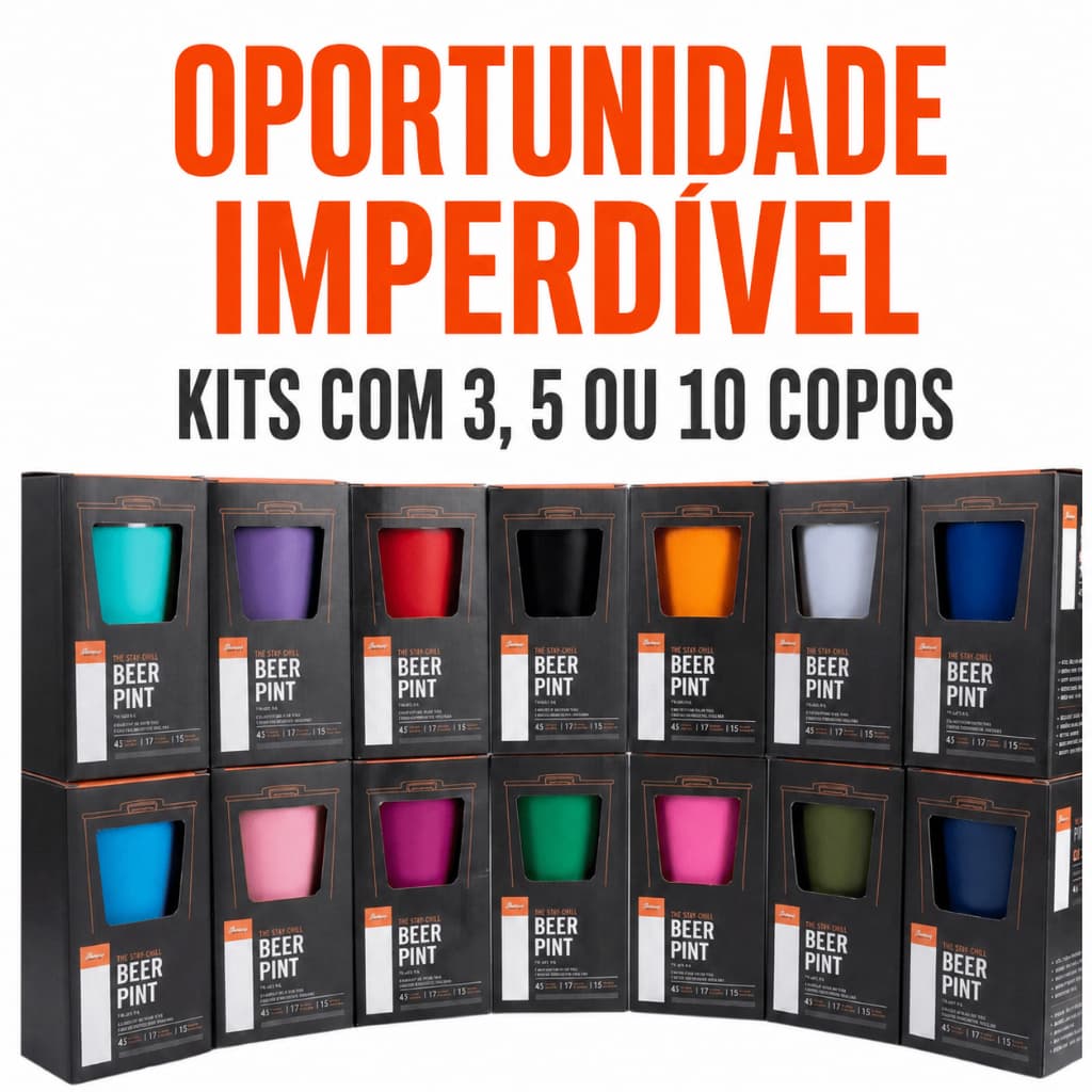 Kit Copo Termico Inox Cerveja e Bebidas Quentes 473ML Diversas Cores Envio Imediato