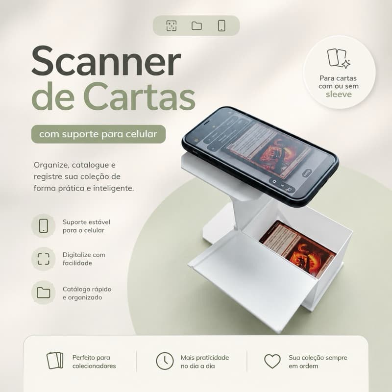 Suporte de Celular para Leitura de Cartas TCG | Scanner de Cartas TCG