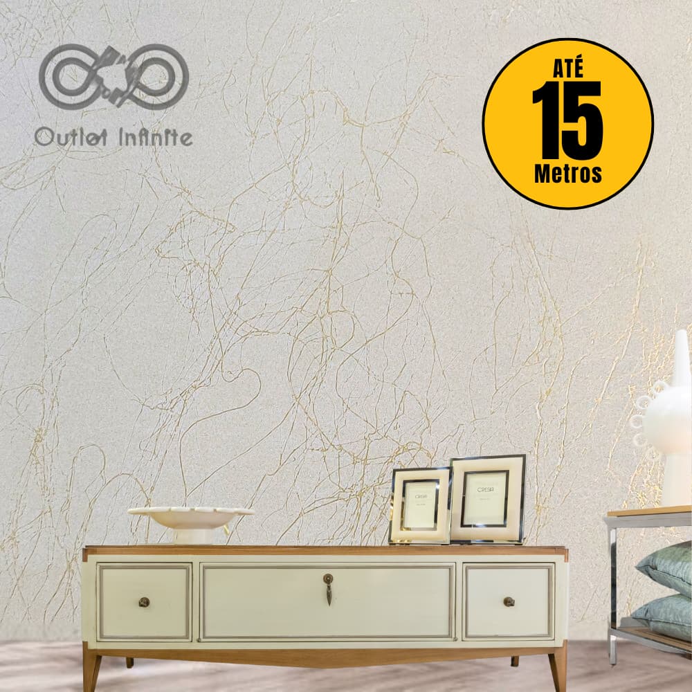 Papel de Parede Premium Mármore Fios Dourado Rolo 5m x 45cm Autocolante Sala Cozinha