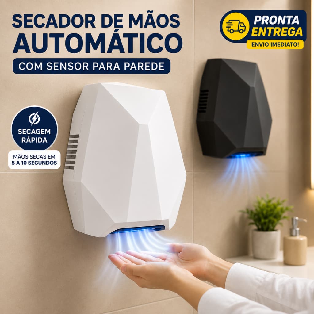 Secador de Mãos Automático Com Sensor Para Parede110V/220V Design Moderno Alta Qualidade