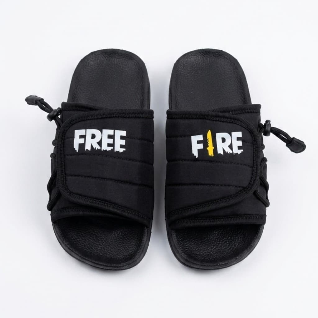 Chinelo sandália infantil FreeFire assuna 2 todo preto unissex lindo Chinela leve macia