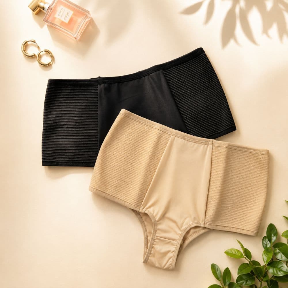 Kit 2 Calcinhas Cinta Feminino Adulto Compressão Modeladora Cós Alto Elástico Reforçado Moda Intima