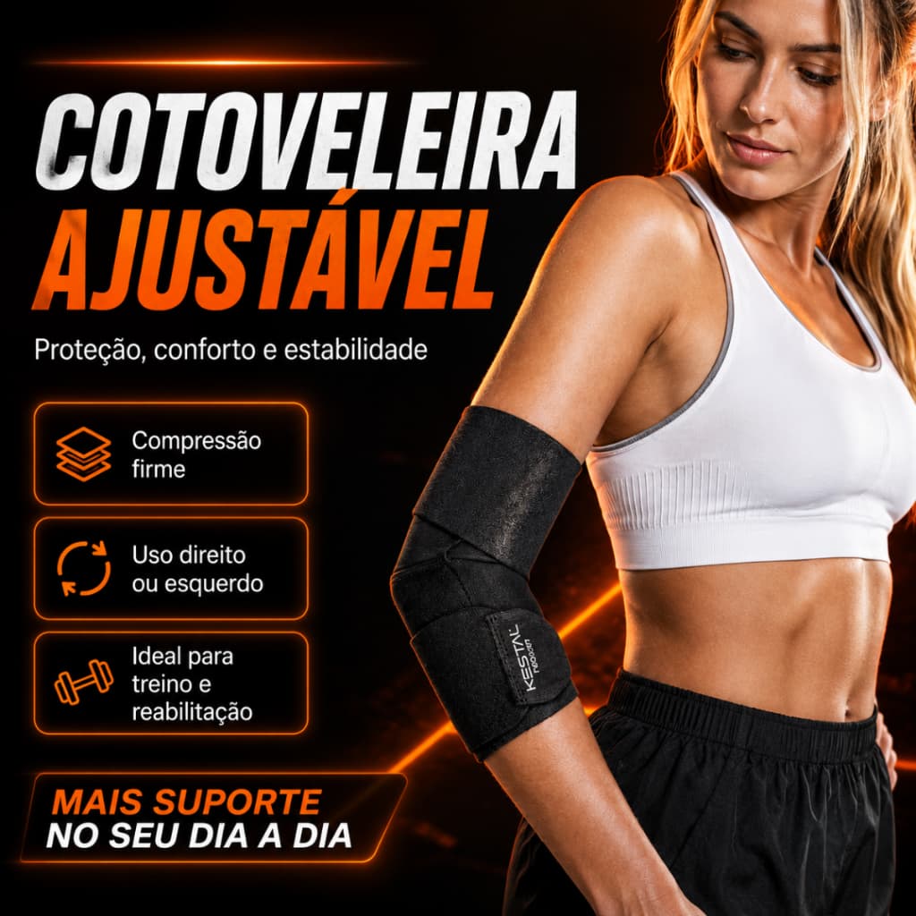 Cotoveleira Kestal Neoprene Ajustável Epicondilite Tendinite Cotovelo Tenista Golfista LER DORT Bilateral Compressão