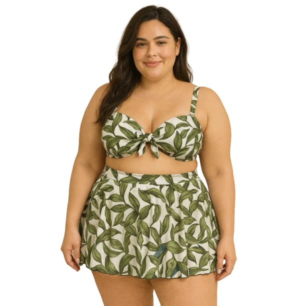 Conjunto Biquíni Plus Size Bojo Calcinha Com Saia Saida Kit Trio