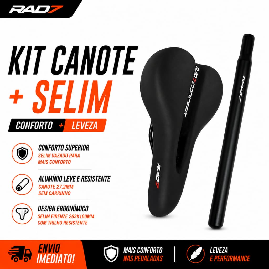 KIT CANOTE 27,2MM ALUMÍNIO + SELIM VAZADO MTB FIRENZE BIKE