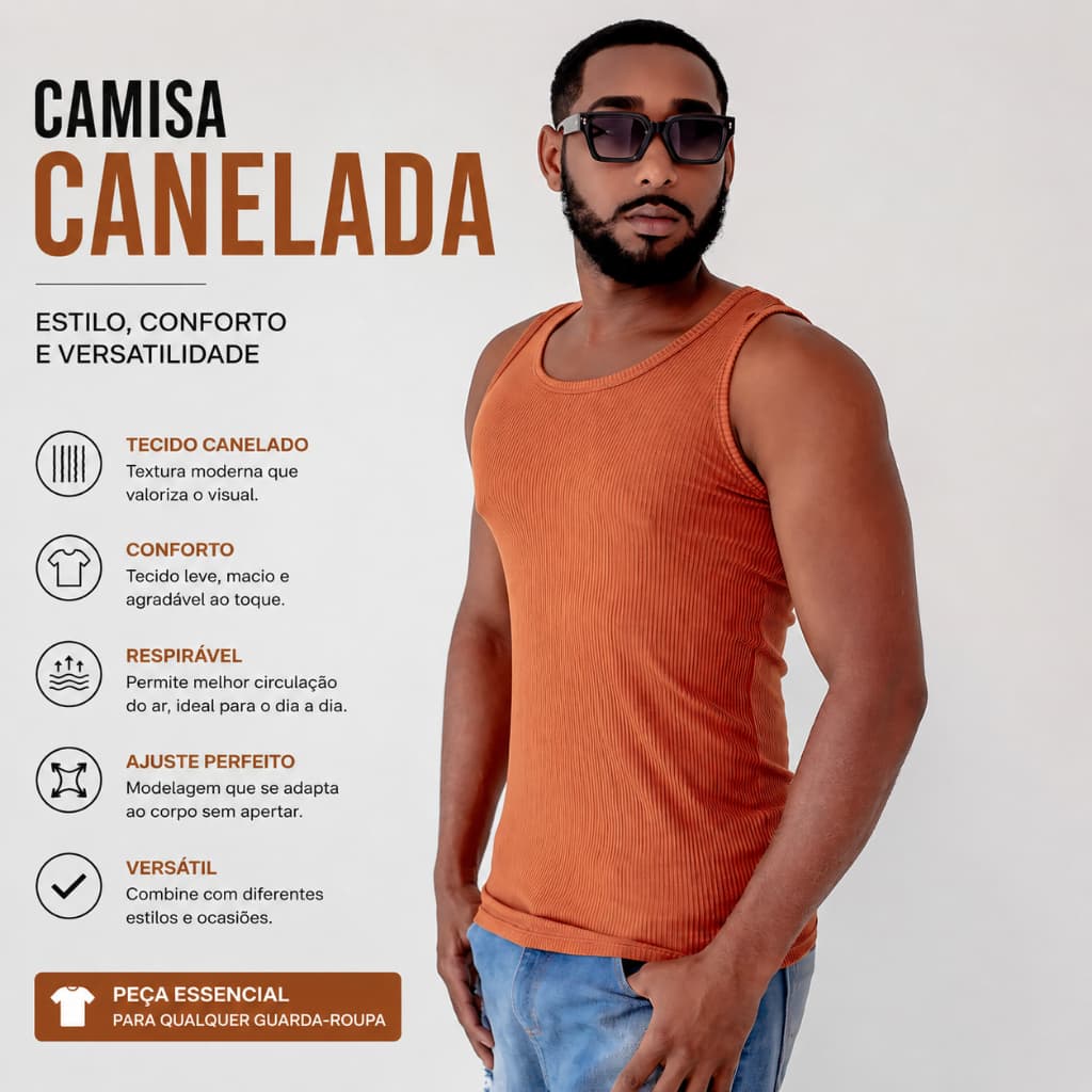 Camisa Regata Canelada Masculina estilo Americana HIP HOP