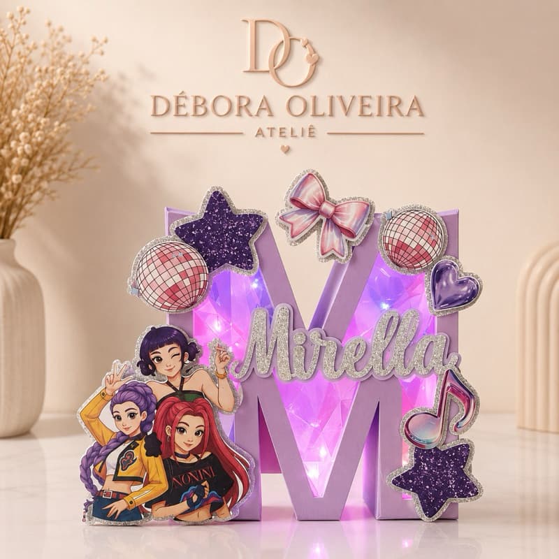 Envio Rapido Letra em 3D Guerreiras | Centro de mesa Jardim| Luminária Guerreiras kpop |Fazemos qualquer letra e tema