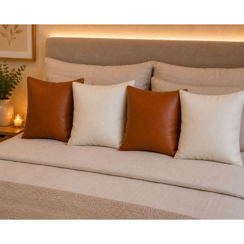 Kit Almofadas Em Courino Premium 45x45cm Zíper Invisível Decorativa Sala Sofá Cama Quarto Escritório