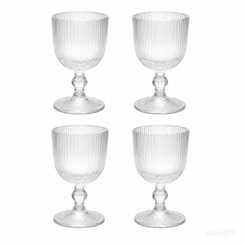 Kit 4 Taças Cameratta 360ml Vidro Transparente Taça Elegante Água Suco Drinks