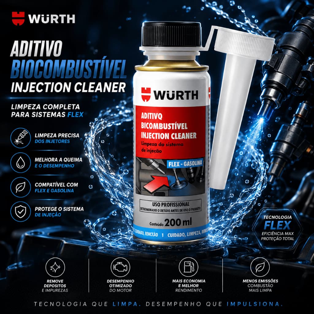 limpa bico Aditivo Bicombustível Injection Cleaner 200ml - Wurth