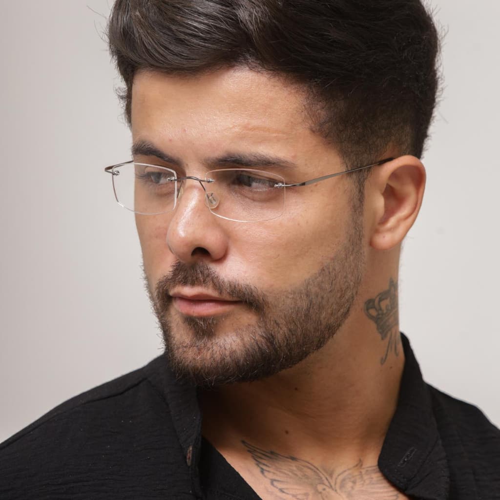 Óculos Masculino Lente Transparente Titanium Sem Grau Casual Moderno Com Estojo de Brinde