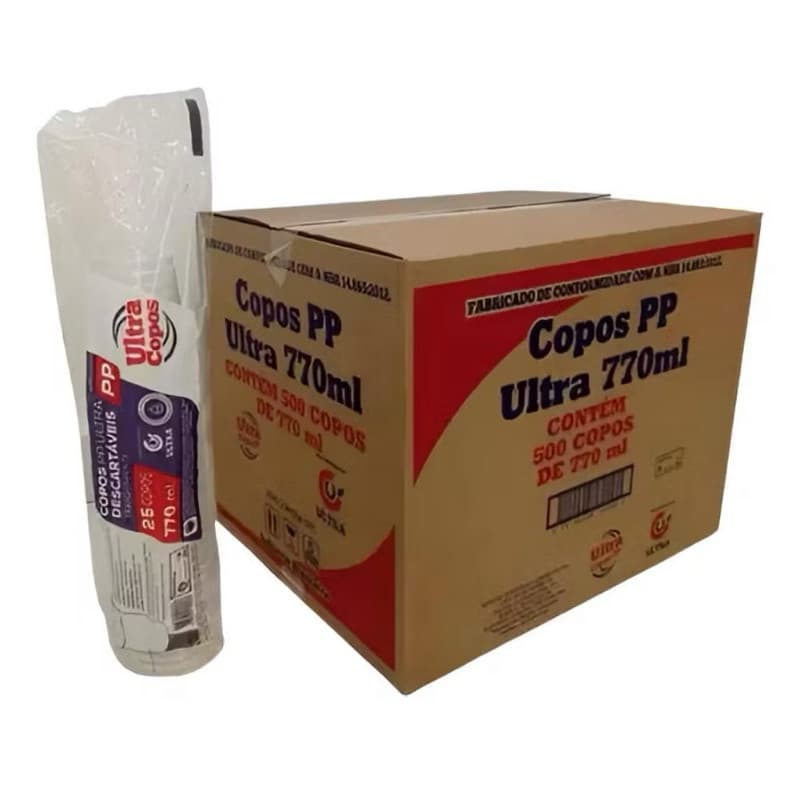 COPO 770ml DESCARTÁVEL CAIXA COM 500 UND PP ULTRA