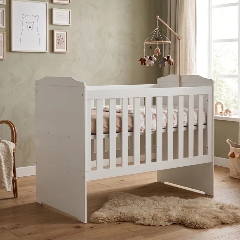 Berço Multiuso Carinho 3 em 1 Branco Vira Mini Cama Bebê Infantil MDF Suporte Mosquiteiro Colchão