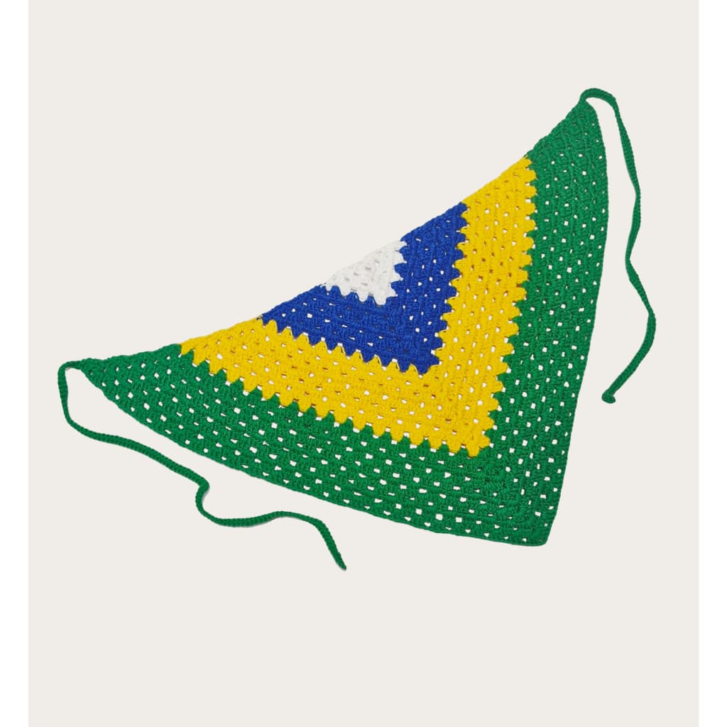 Bandana em Crochê Artesanal Cores do Brasil - Torcer na Copa - Pronta Entrega