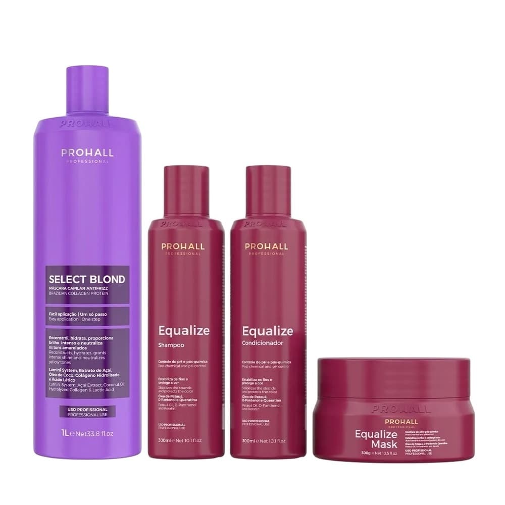 Progressiva Blond 1l + Kit 3x1 Reconstrução Equalize Prohall.NF
