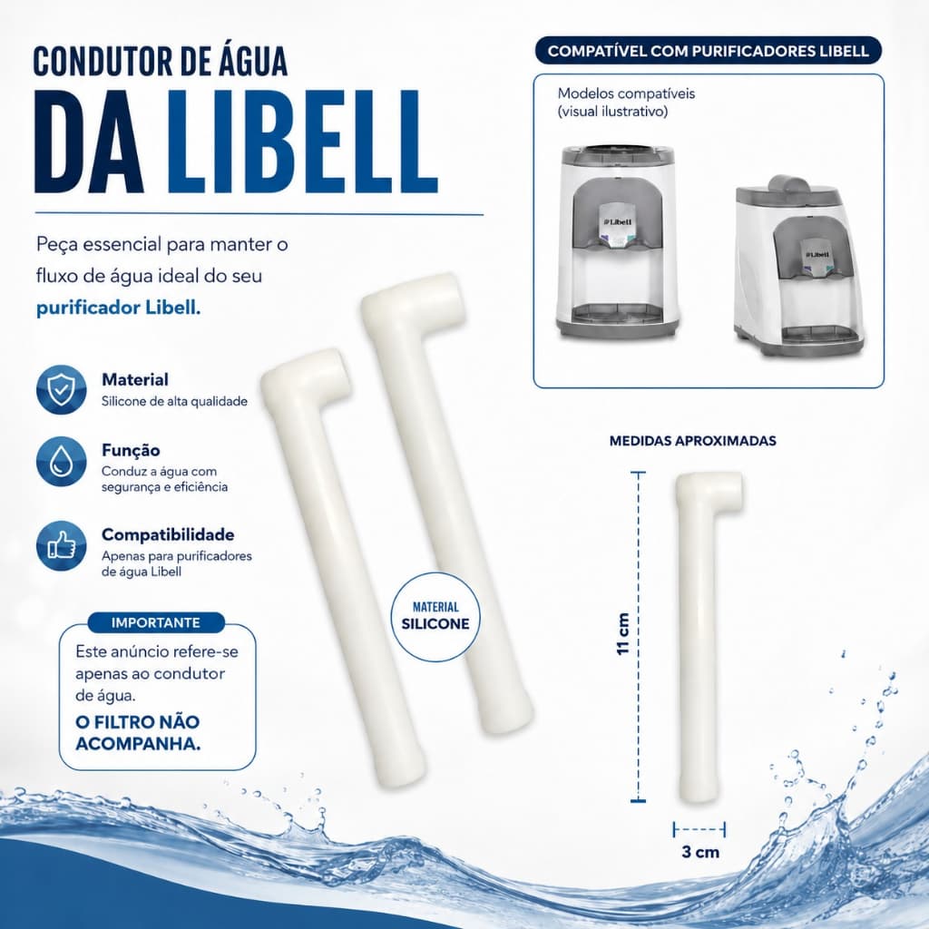 Condutor Mangueira Silicone De Água do Bebedouro e Purificador Libell Stillo / Acquaflex Original com 02 unidades