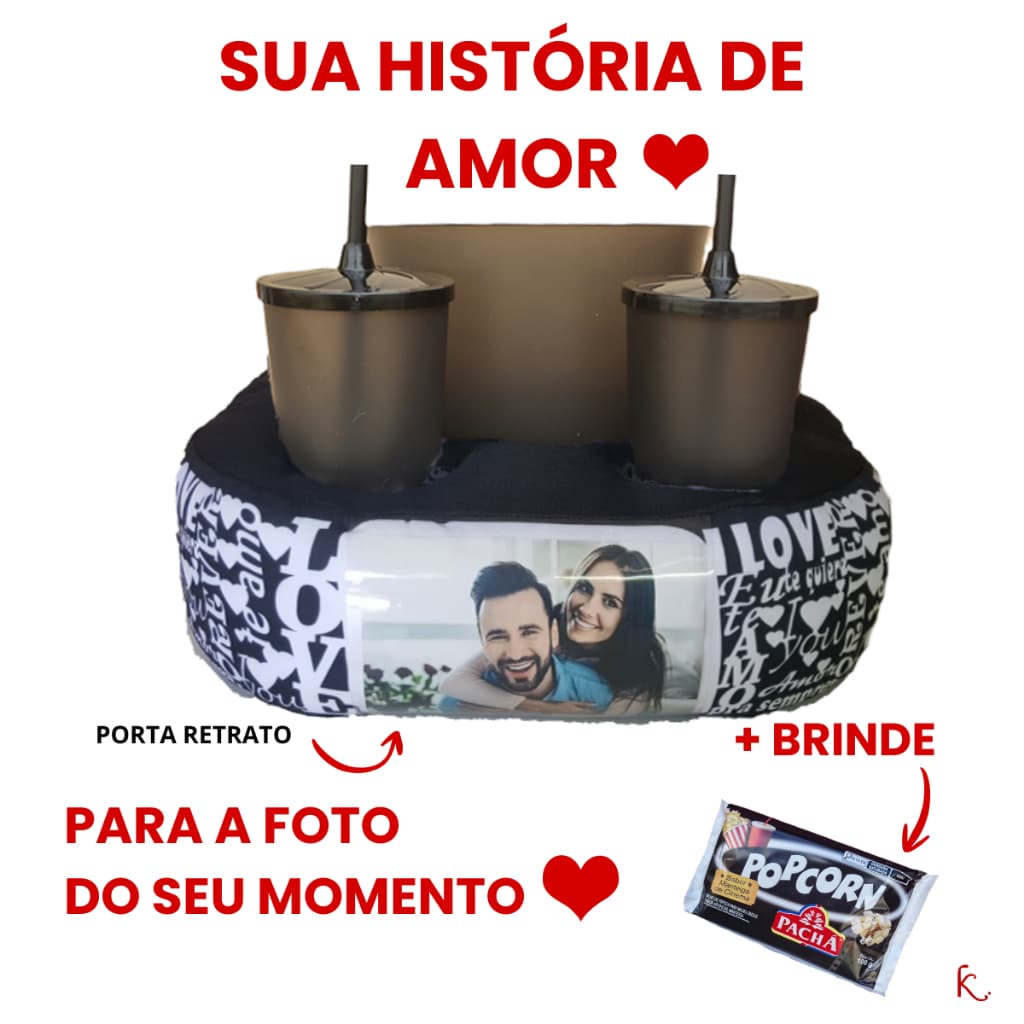 Kit Pipoca Casal Dia dos Namorados HISTÓRIA DE AMOR Presente Perfeito Cinema em casa + BRINDE