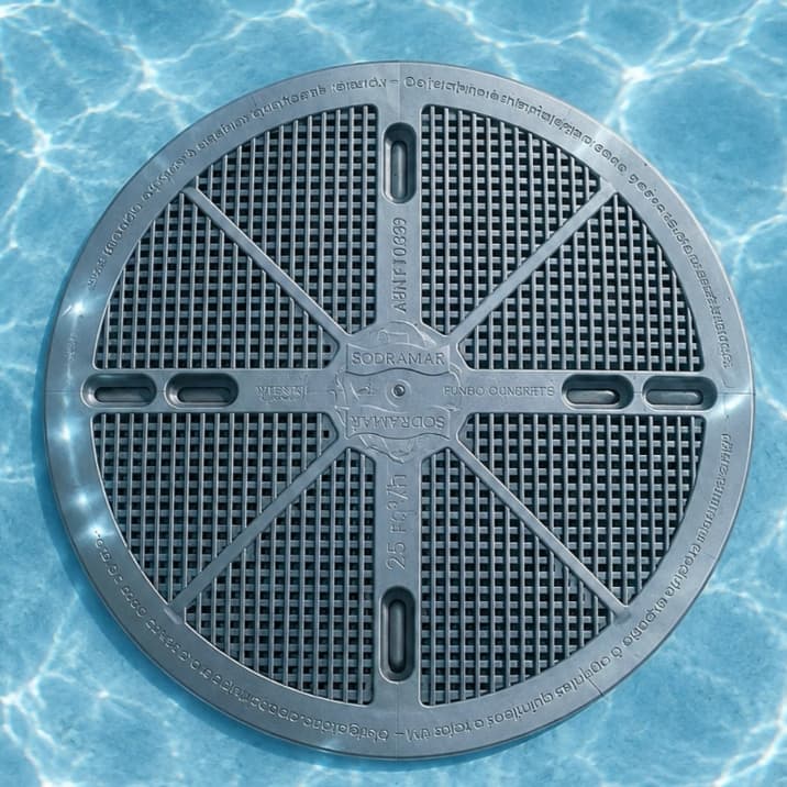 Grade De Fundo Piscina Alvenaria Sodramar 15x15 C/ Tampa ABS Prata FSB