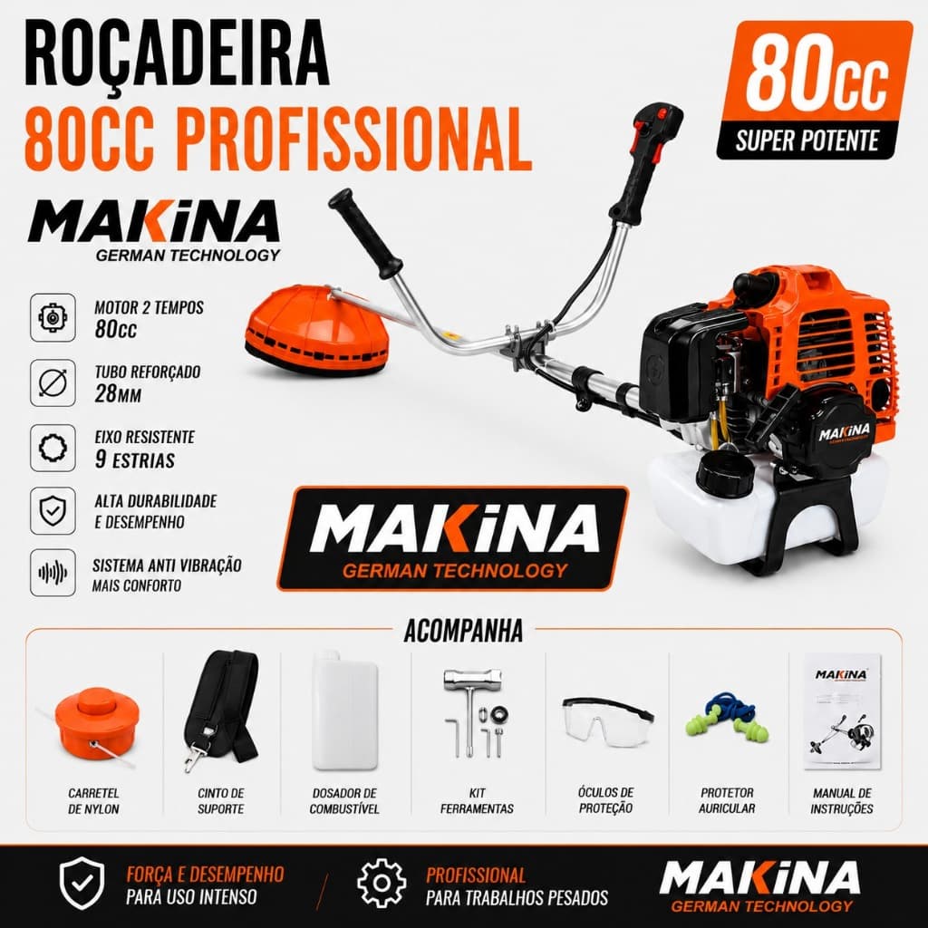 ROÇADEIRA A GASOLINA 80CC MAKINA POTENTE
