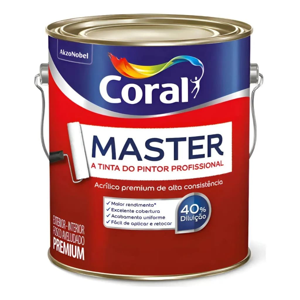 Tinta Acrílica Coral Fosca Branco 3,6L Master Premium