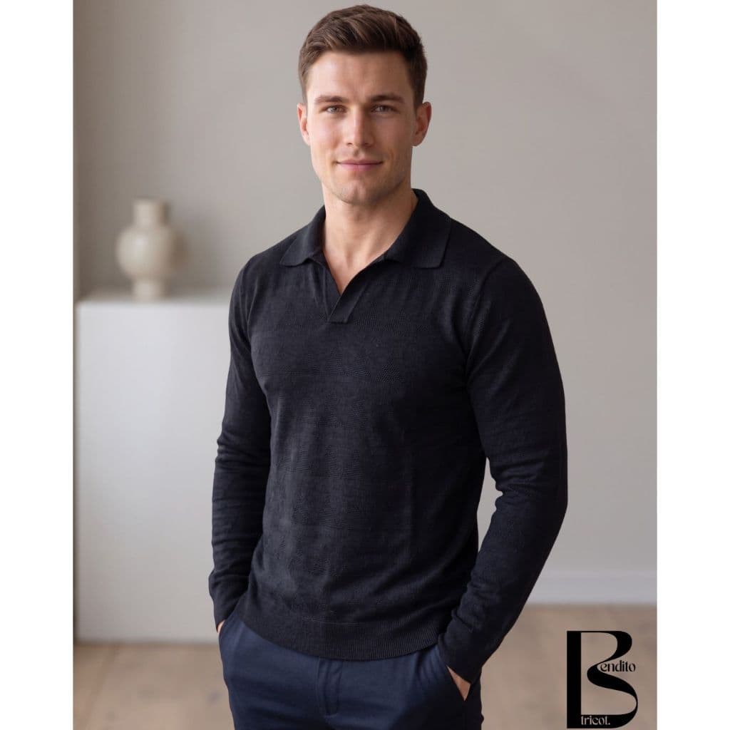 Blusa Masculina Tricot Camisa Polo Manga Longa Básica Elegante Tricô Moda Inverno
