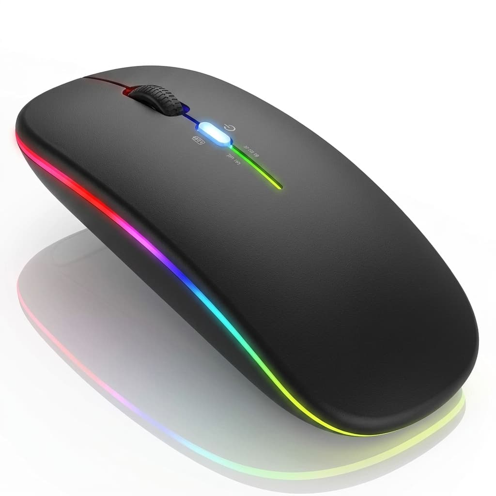 Mouse Sem Fio Recarregável LED RGB 2.4GHz Bluetooth