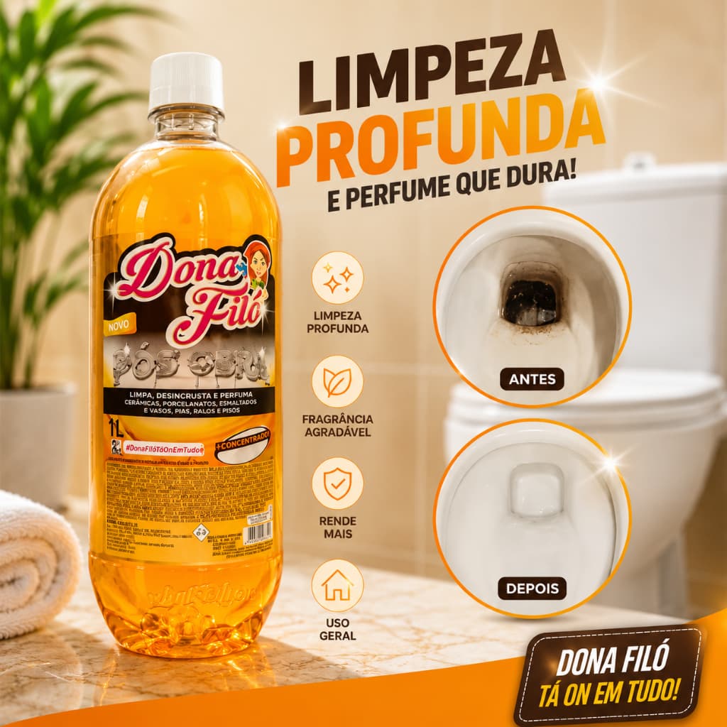 Detergente Tira Manchas Pias Vasos Sanitários Pisos 1L Dona Filó